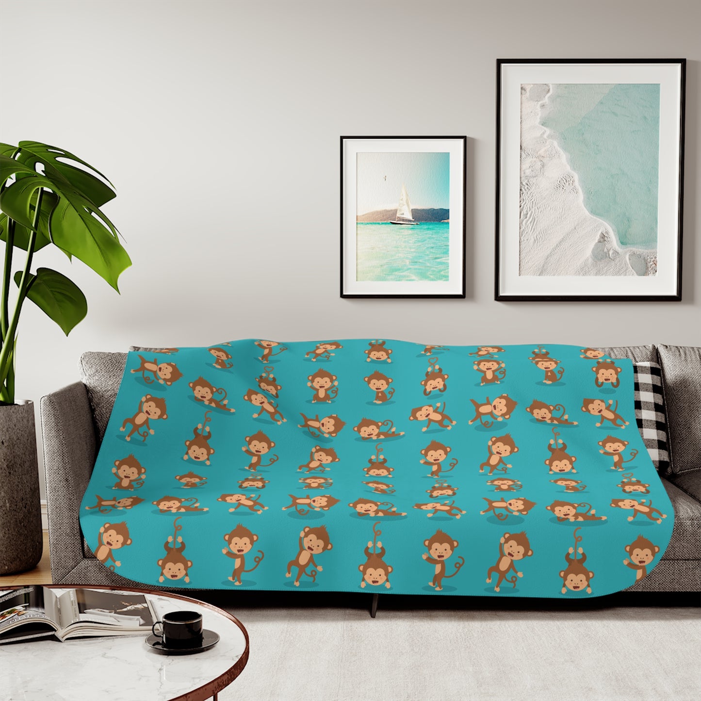 Silly Monkeys Sherpa Blanket