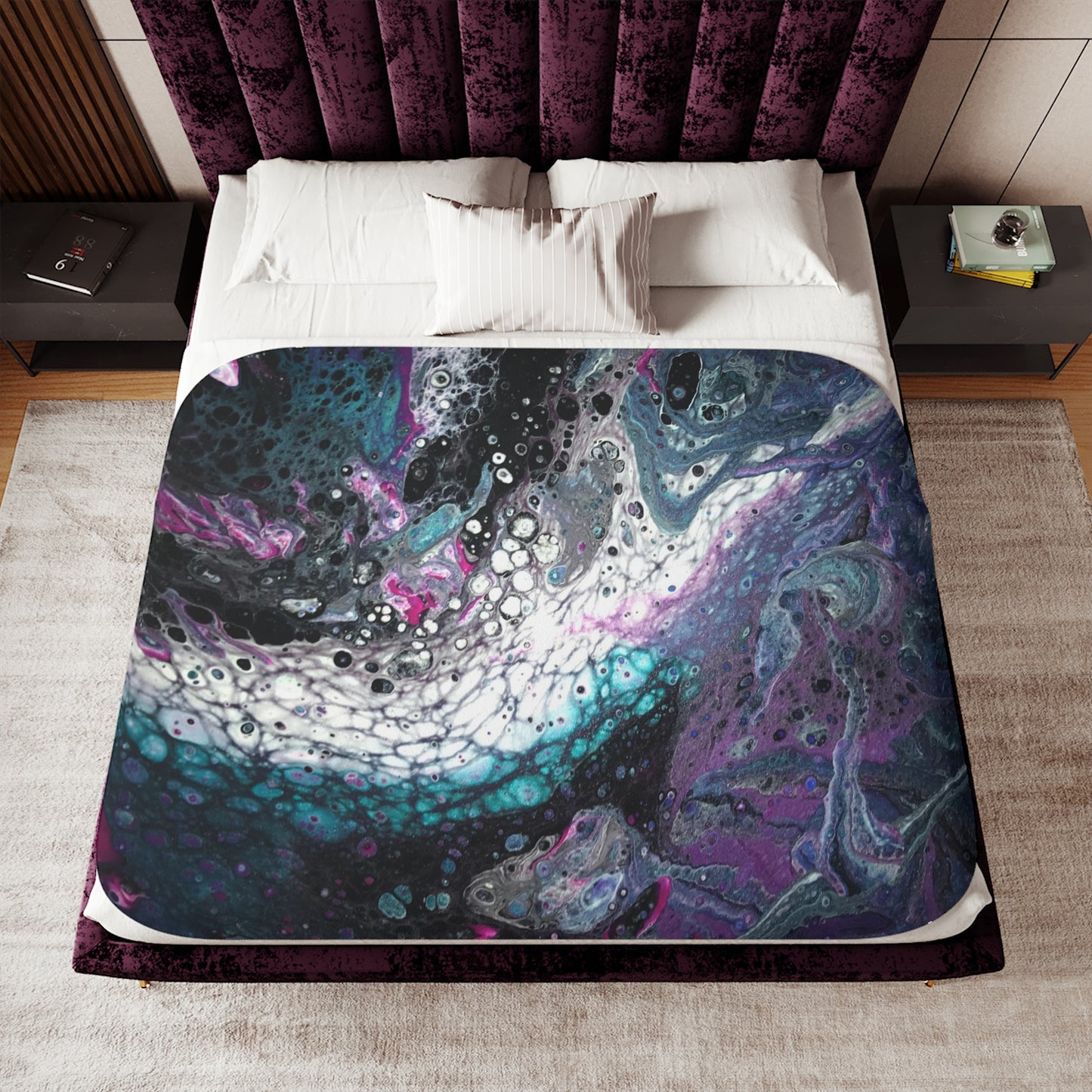 Exclusive! Go With the Flow Paint Pour Art Sherpa Blanket