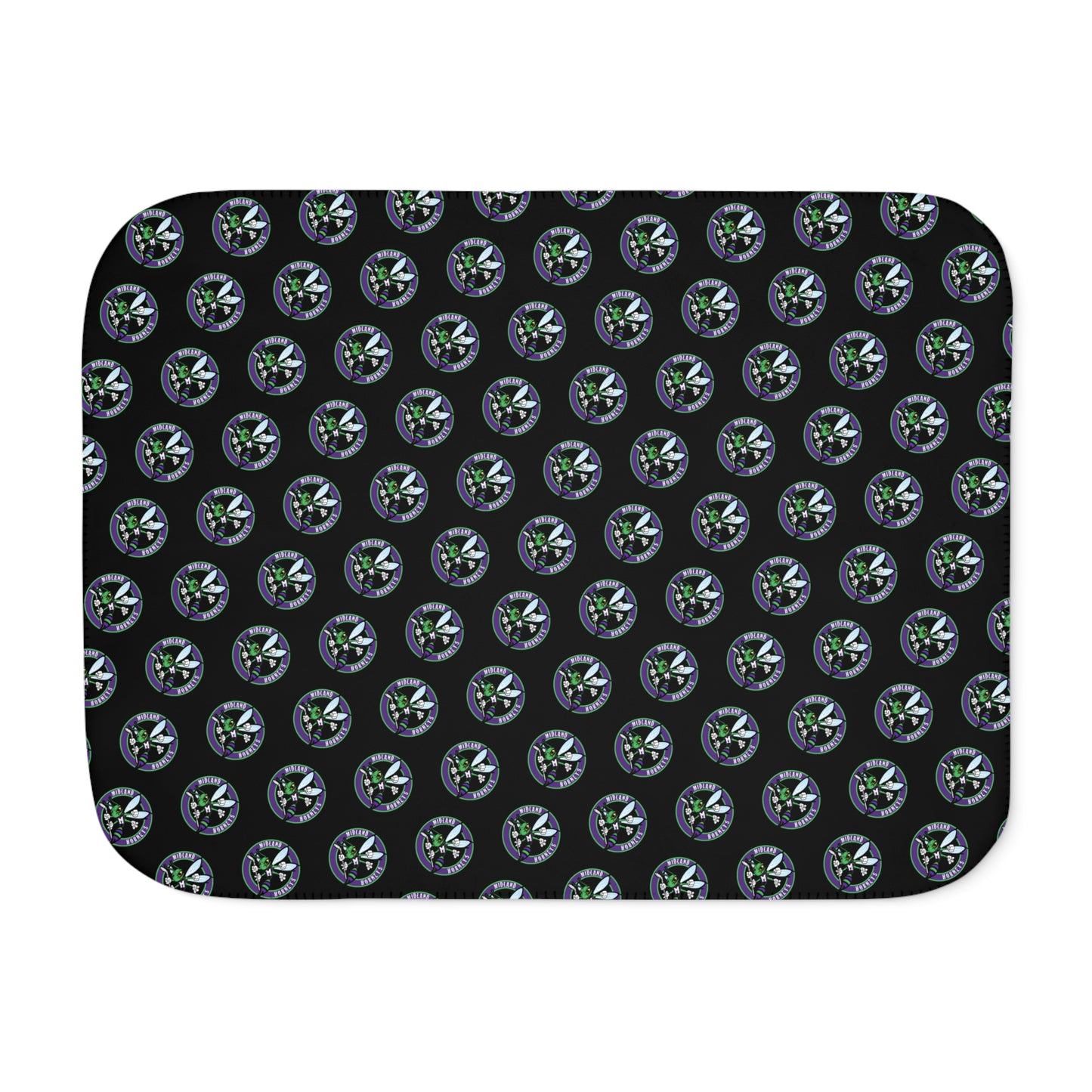 Hornets Logo Pattern Sherpa Blanket - Black