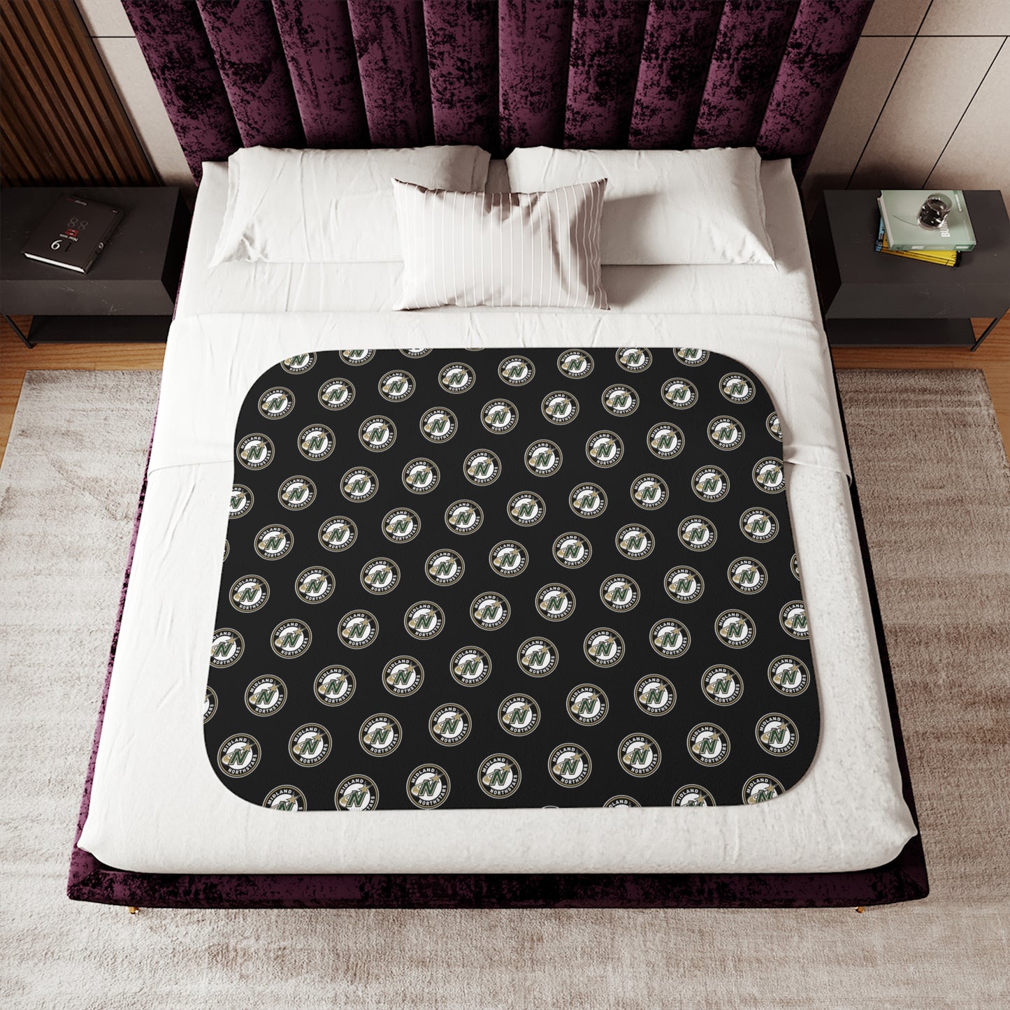 Northstars Logo Pattern Sherpa Blanket - Black