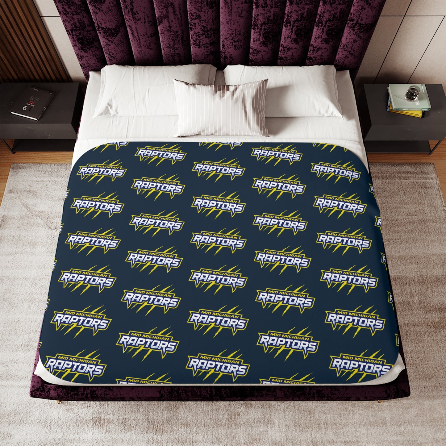 Raptors Words Logo Tiny Logo Sherpa Blanket