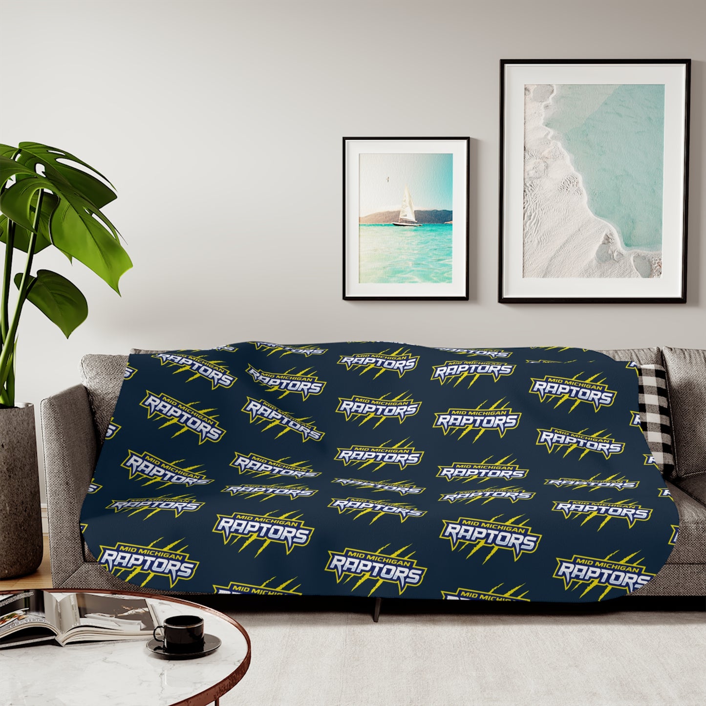 Raptors Words Logo Tiny Logo Sherpa Blanket