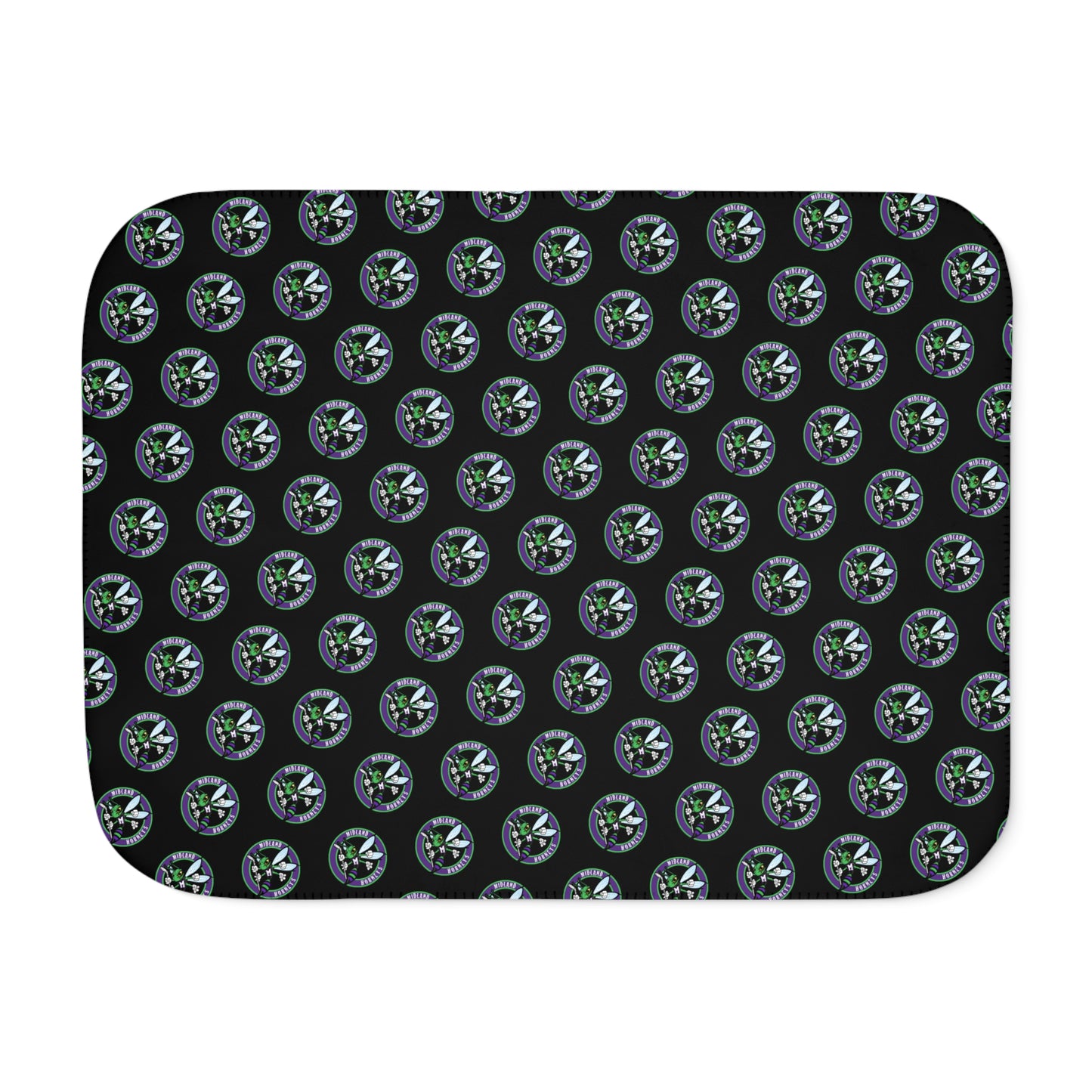 Hornets Logo Pattern Sherpa Blanket - Black