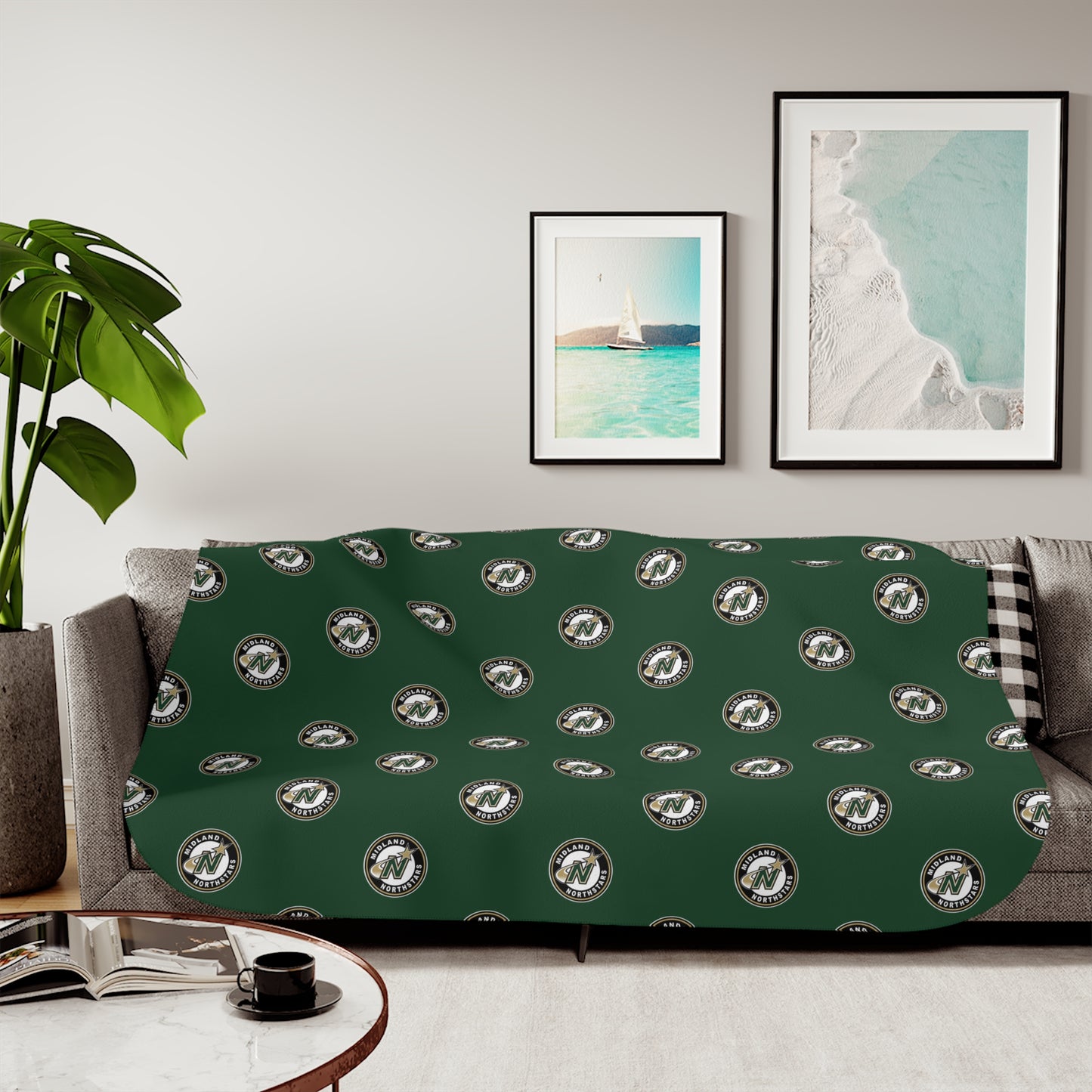 Copy of Northstars Logo Sherpa Blanket - Green