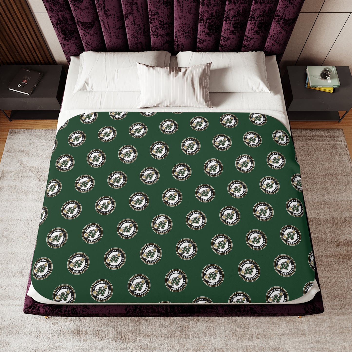 Northstars Logo Pattern Sherpa Blanket - Green