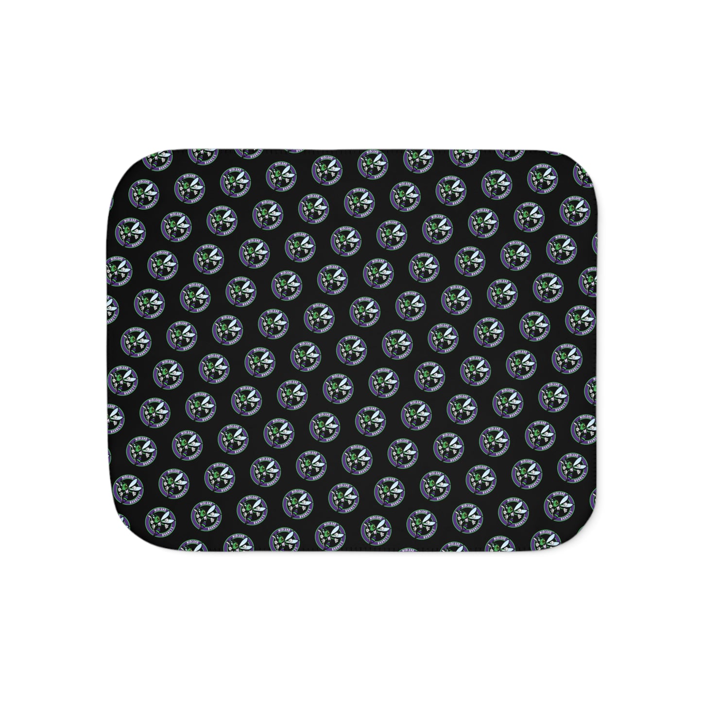 Hornets Logo Pattern Sherpa Blanket - Black