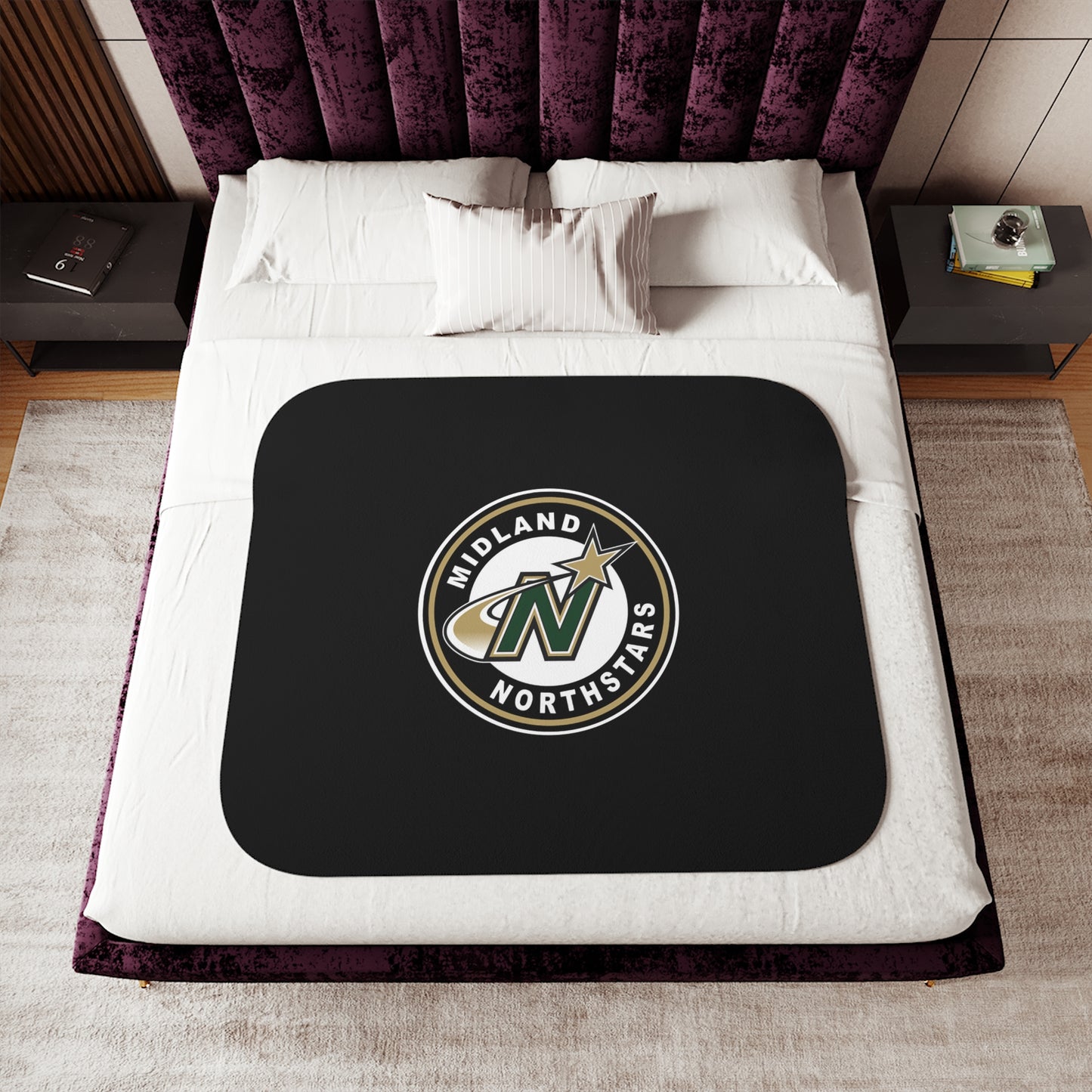 Northstars Logo Sherpa Blanket - Black