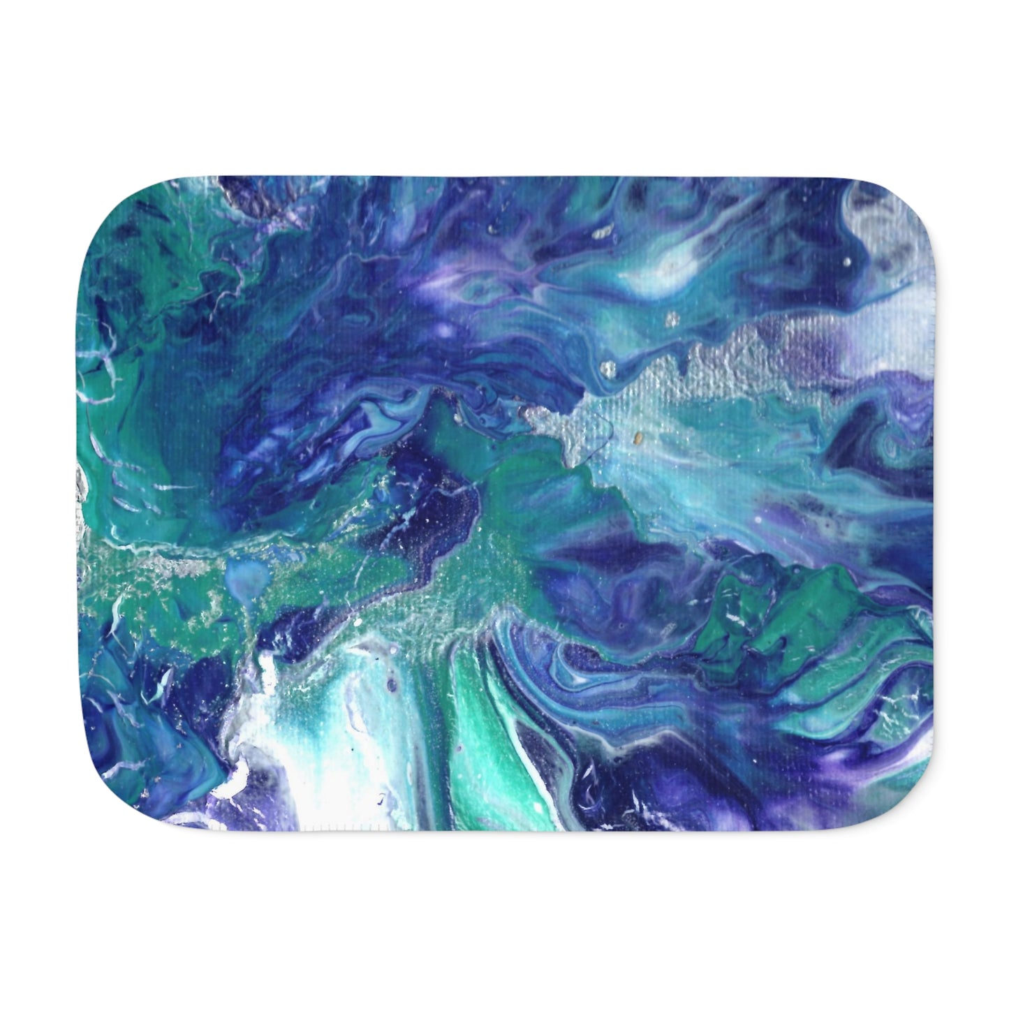 Exclusive! Blue Swirl Paint Pour Art Sherpa Blanket