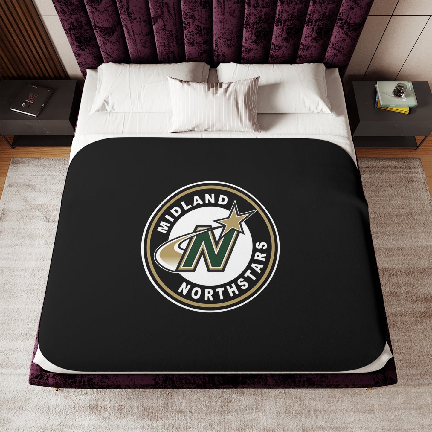 Northstars Logo Sherpa Blanket - Black
