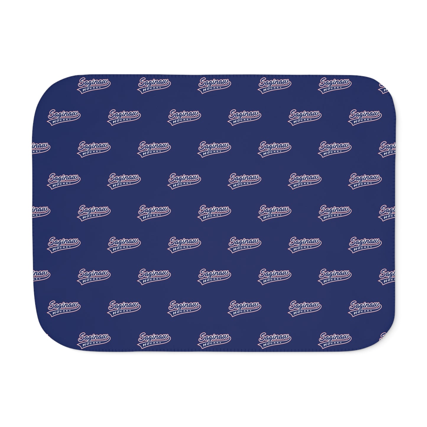 Saginaw Logo Pattern Sherpa Blanket - Blue