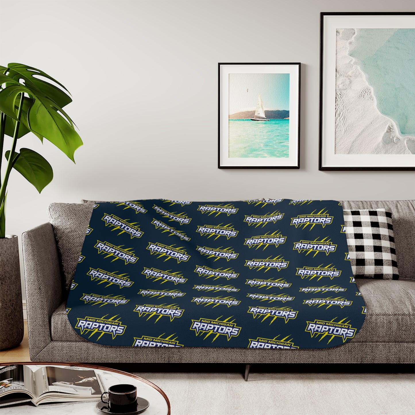 Raptors Words Logo Tiny Logo Sherpa Blanket