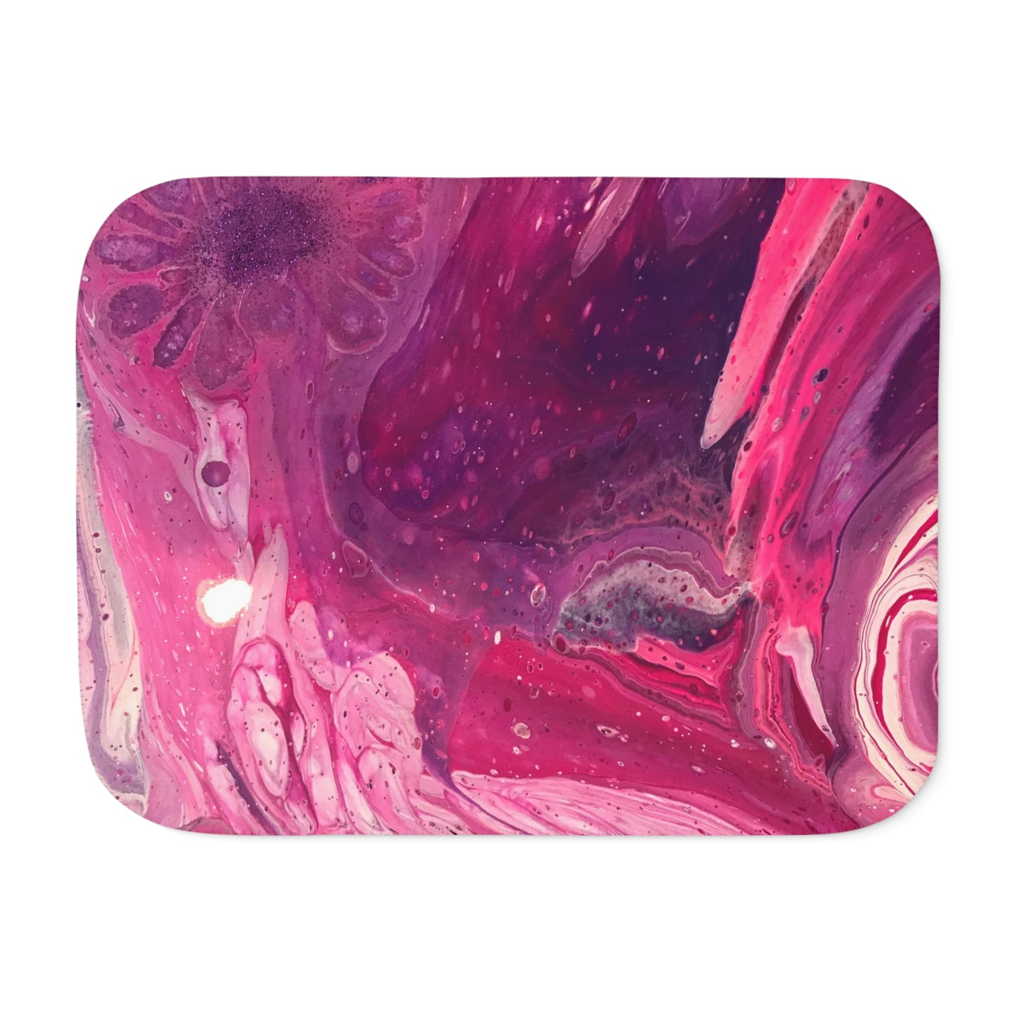Exclusive! Pink Swirl Paint Pour Sherpa Blanket