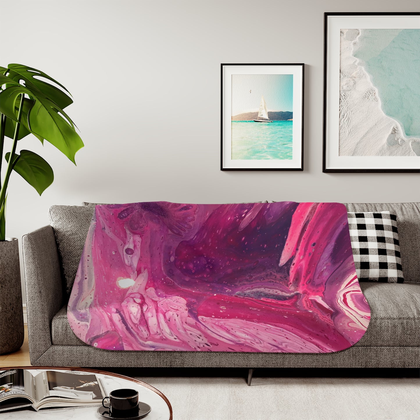 Pink Swirl Sherpa Blanket