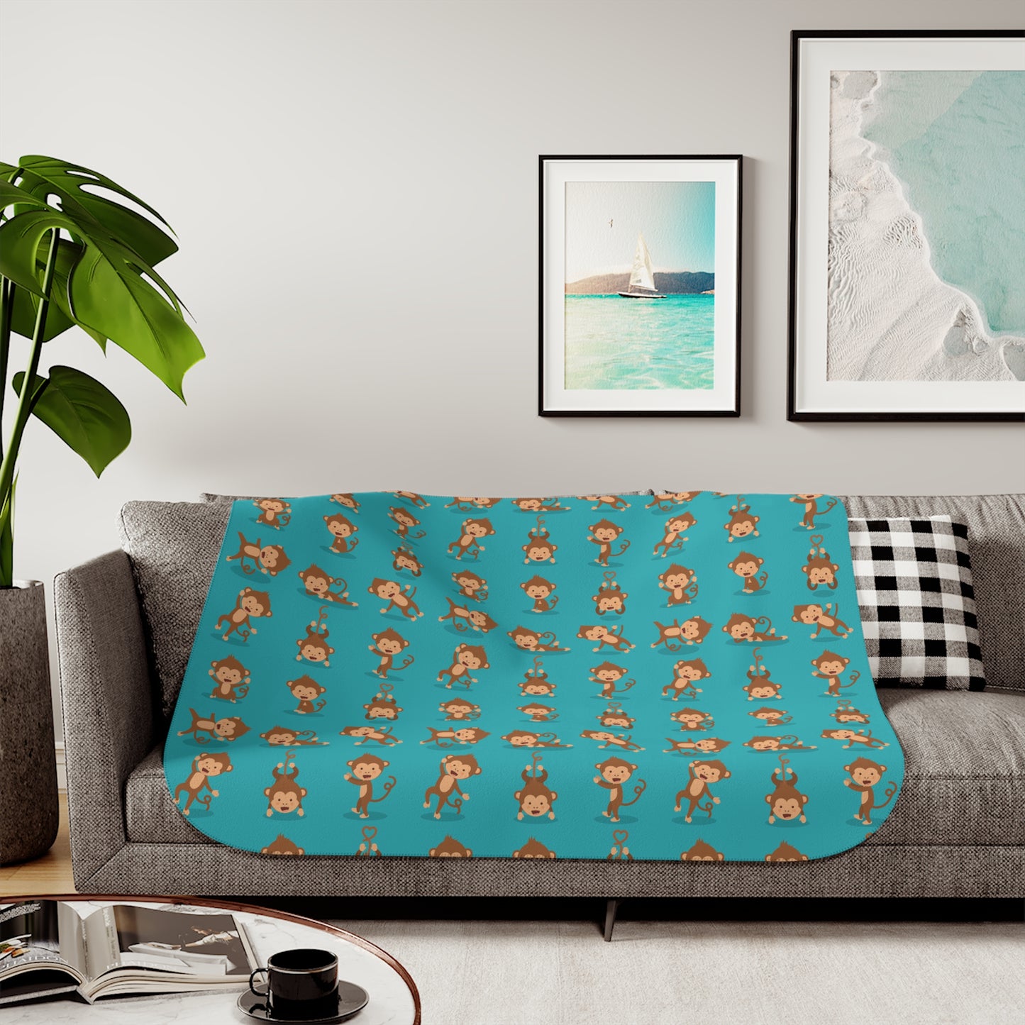 Silly Monkeys Sherpa Blanket