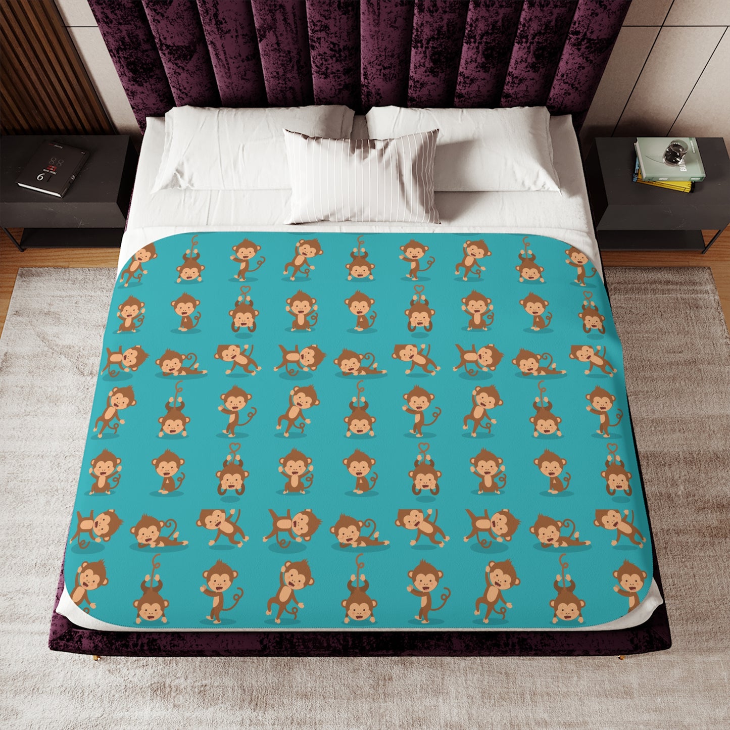 Silly Monkeys Sherpa Blanket
