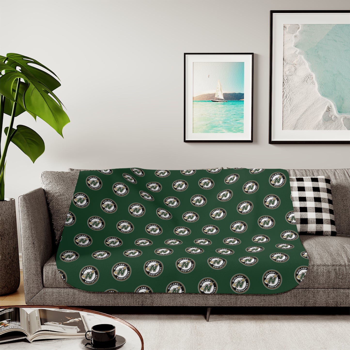 Northstars Logo Pattern Sherpa Blanket - Green