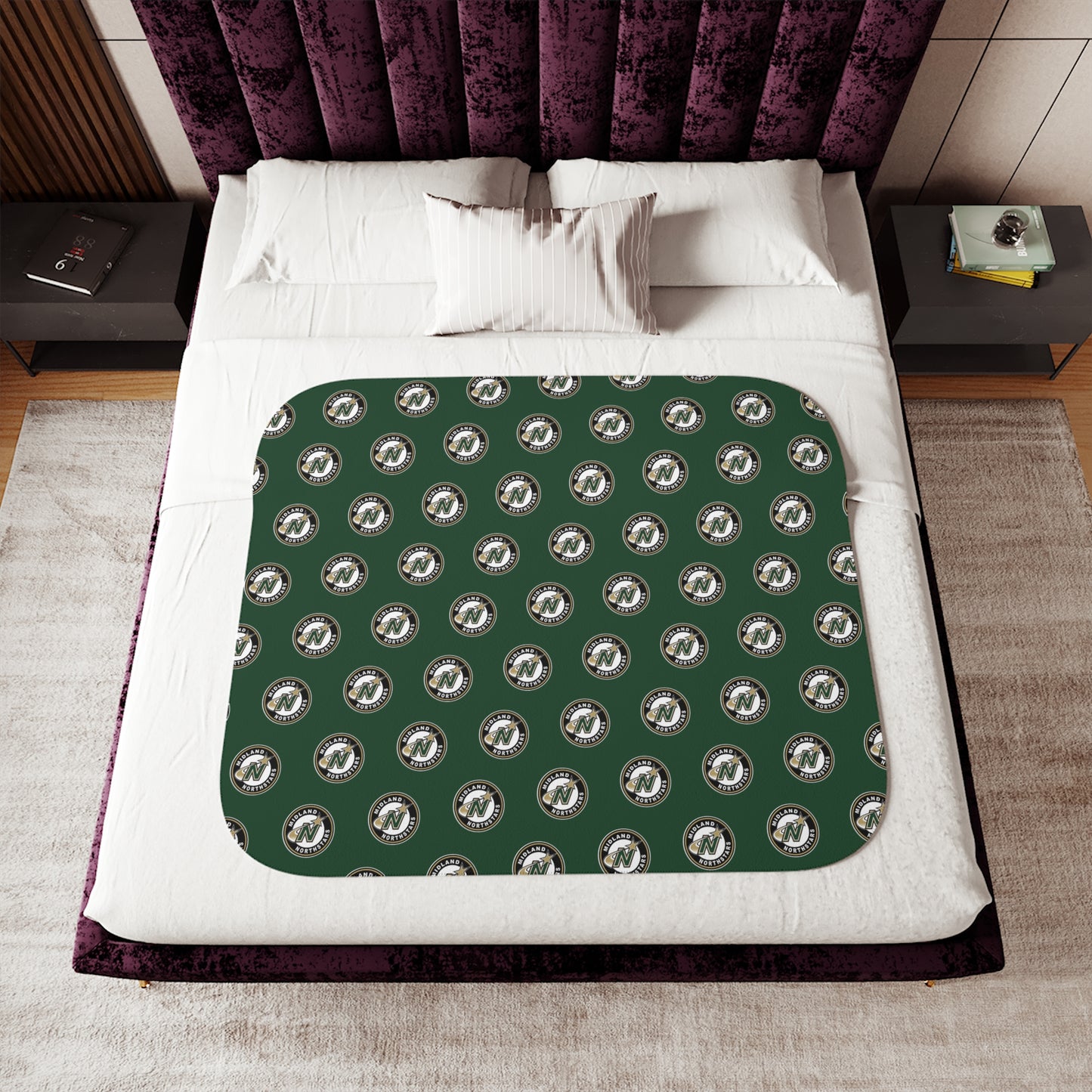 Northstars Logo Pattern Sherpa Blanket - Green