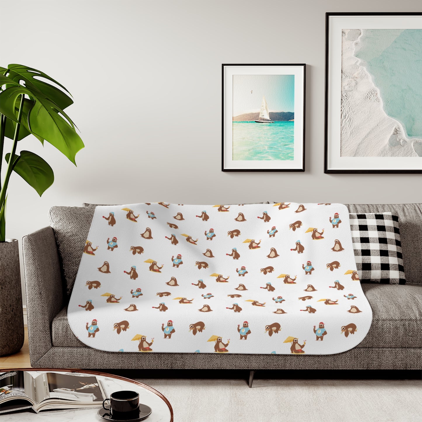 Sweet and Slothy Sherpa Blanket
