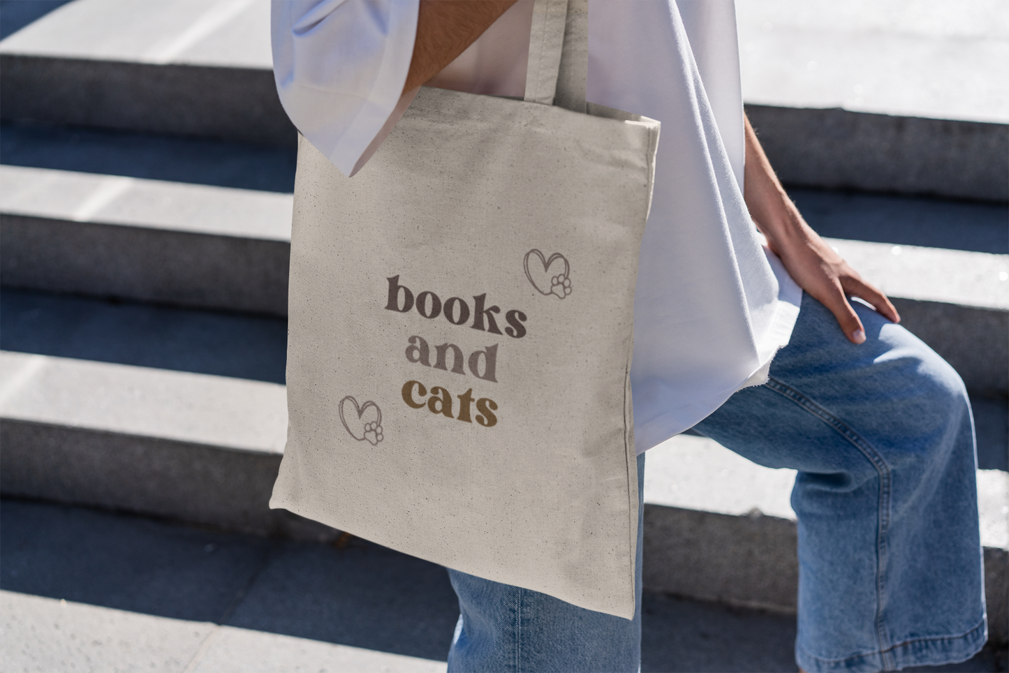 Books and Cats - Canvas Tote Bag