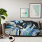 Exclusive! Black and Blue Swirl Paint Pour Art Sherpa Blanket