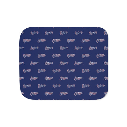 Saginaw Logo Pattern Sherpa Blanket - Blue