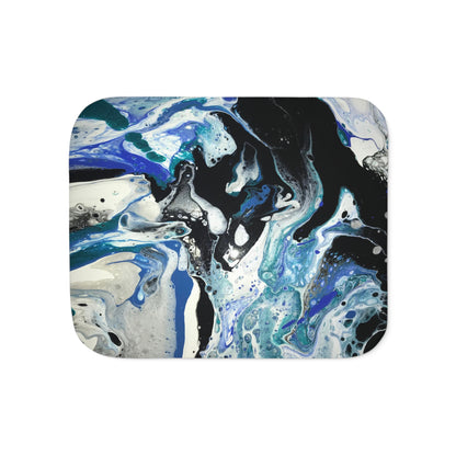 Black and Blue Swirl Sherpa Blanket