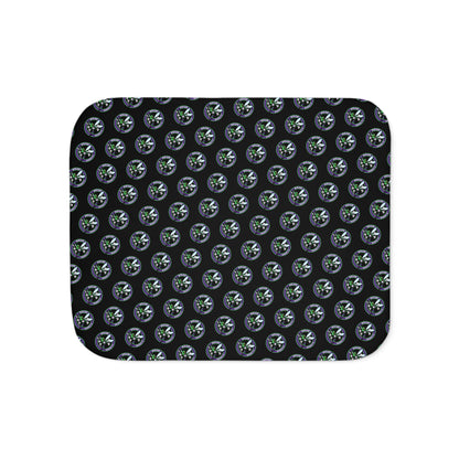 Hornets Logo Pattern Sherpa Blanket - Black