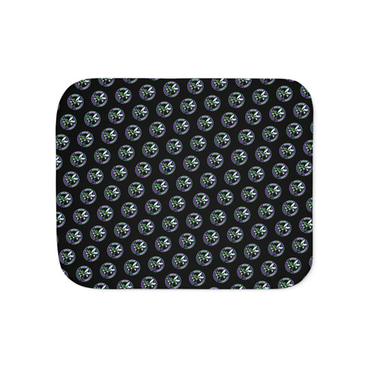 Hornets Logo Pattern Sherpa Blanket - Black