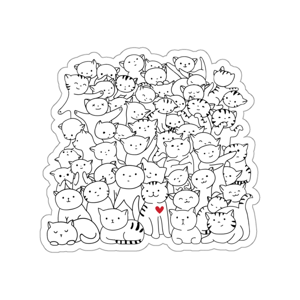 Happy Cats Pile-On Sticker