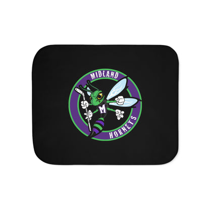 Hornets Logo Sherpa Blanket - Black