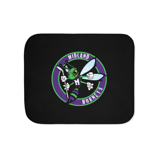 Hornets Logo Sherpa Blanket - Black