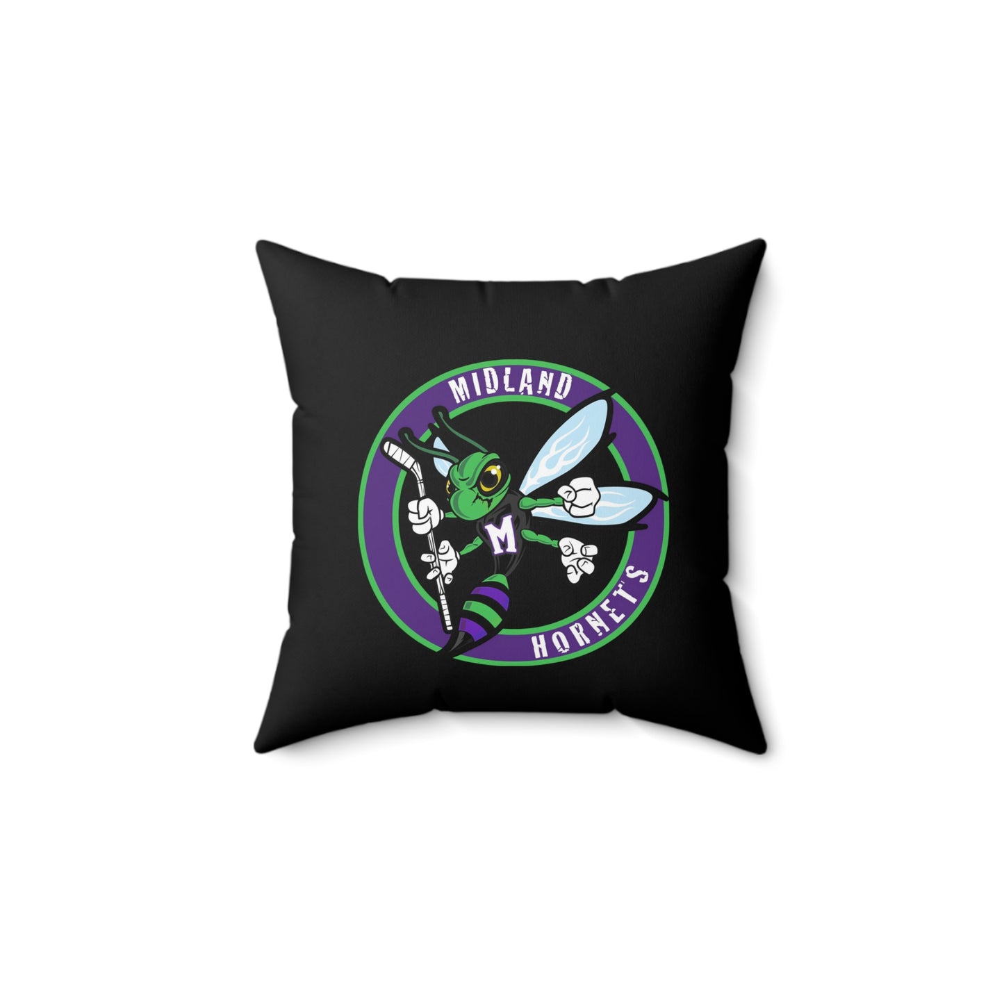 Hornets Hockey Faux Suede Pillow - Black