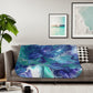 Exclusive! Blue Swirl Paint Pour Art Sherpa Blanket