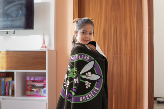Hornets Logo Sherpa Blanket - Black